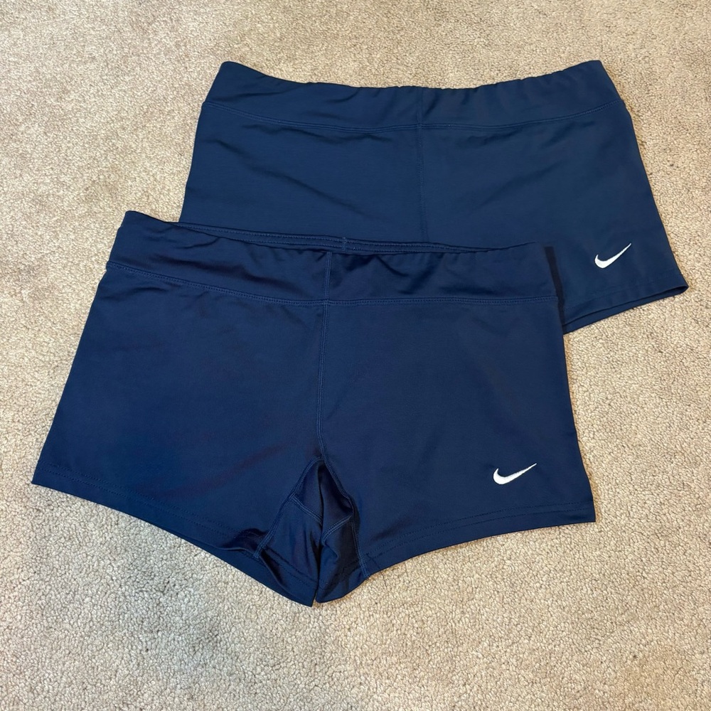 Nike Dri Fit Performance Navy Lot 2 Volleyball Compression Biker Shorts Medium